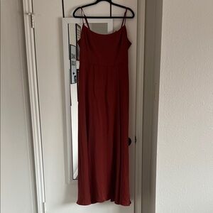 Burnt Orange Spaghetti Strap Wedding Guest Dress